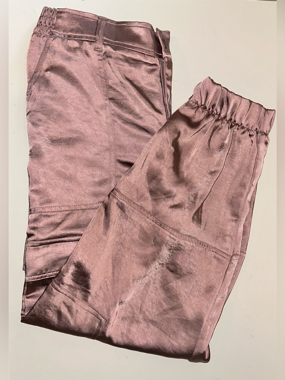Satin Jogger Cargo Pants